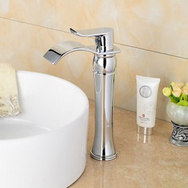 Fashionable Chrome-Plated Brass Bathroom Basin Faucet - Silver