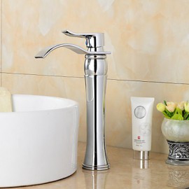 Fashionable Chrome-Plated Brass Bathroom Basin Faucet - Silver