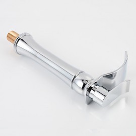 Fashionable Chrome-Plated Brass Bathroom Basin Faucet - Silver