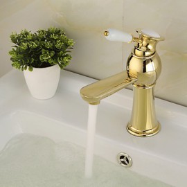 High Quality Contemporary Brass Hot And Cold Basin Faucet - Golden