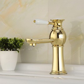 High Quality Contemporary Brass Hot And Cold Basin Faucet - Golden