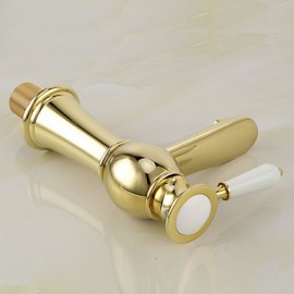 High Quality Contemporary Brass Hot And Cold Basin Faucet - Golden