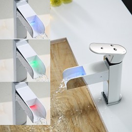 High Quality Environment Protecting Hydroelectric Power Led Rgb Brass Chrome Plated Basin Faucet - White+Silver