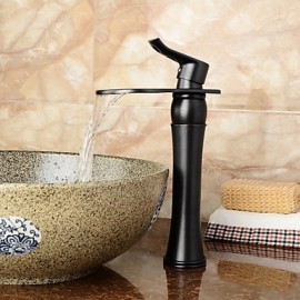 High Quality Large Wide-Mouth Waterfall Oil-Rubbed Bronze Bathroom Sink Faucet (Tall) - Black