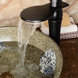 High Quality Large Wide-Mouth Waterfall Oil-Rubbed Bronze Bathroom Sink Faucet (Tall) - Black