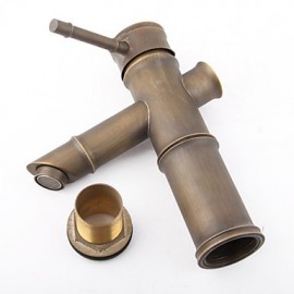 High Quality Solid Brass Anqitue Bamboo Design Lavatory Vanity Vessel Sink Filler Faucet