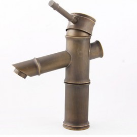 High Quality Solid Brass Anqitue Bamboo Design Lavatory Vanity Vessel Sink Filler Faucet