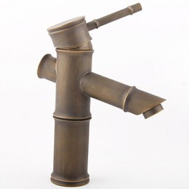 High Quality Solid Brass Anqitue Bamboo Design Lavatory Vanity Vessel Sink Filler Faucet