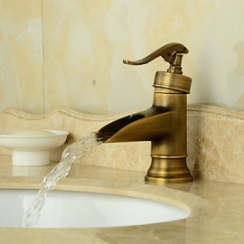 High-Quality Antique Brass Waterfall Bathroom Sink Faucet