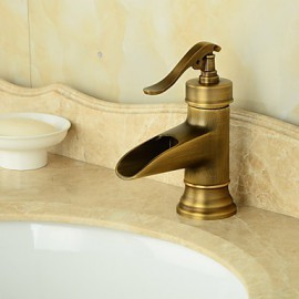 High-Quality Antique Brass Waterfall Bathroom Sink Faucet