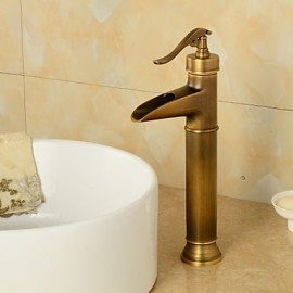 High-Quality Antique Heightening Brass Waterfall Bathroom Sink Faucet