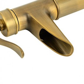 High-Quality Antique Heightening Brass Waterfall Bathroom Sink Faucet