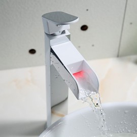 High-Quality Environment Protecting Hydroelectric Power Led Rgb Brass Chrome Plated Basin Faucet - White+Silver