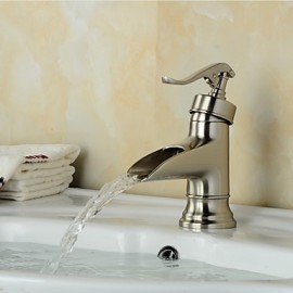 High-Quality Polished Nickel Brass Waterfall Bathroom Sink Faucet - Matt Silver