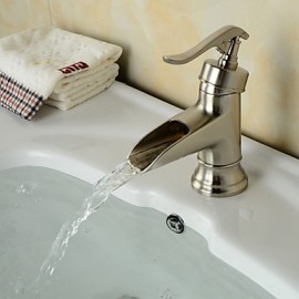 High-Quality Polished Nickel Brass Waterfall Bathroom Sink Faucet - Matt Silver