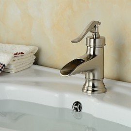 High-Quality Polished Nickel Brass Waterfall Bathroom Sink Faucet - Matt Silver