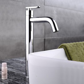 Contemporary Chrome Finish Brass One Hole Single Handle Sink Faucet