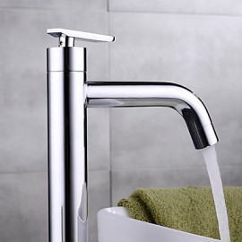 Contemporary Chrome Finish Brass One Hole Single Handle Sink Faucet