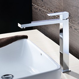 Contemporary Chrome Finish Brass One Hole Single Handle Sink Faucet