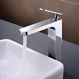 Contemporary Chrome Finish Brass One Hole Single Handle Sink Faucet