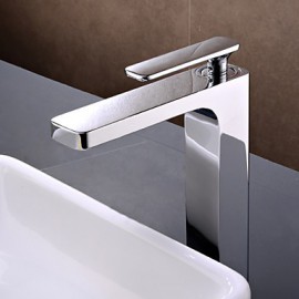 Contemporary Chrome Finish Brass One Hole Single Handle Sink Faucet