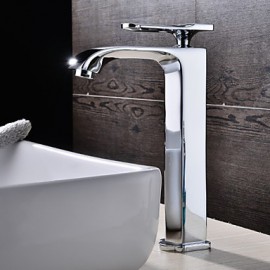 Contemporary Chrome Finish Brass One Hole Single Handle Sink Faucet