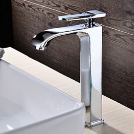 Contemporary Chrome Finish Brass One Hole Single Handle Sink Faucet