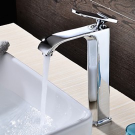 Contemporary Chrome Finish Brass One Hole Single Handle Sink Faucet