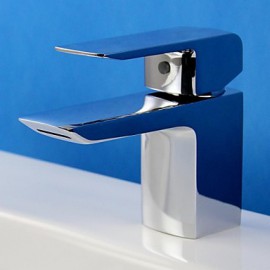 Contemporary Chrome Finish Brass One Hole Single Handle Sink Faucet