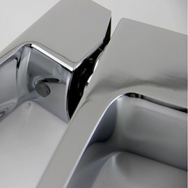 Contemporary Chrome Finish Brass One Hole Single Handle Sink Faucet