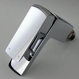 Contemporary Chrome Finish Brass One Hole Single Handle Sink Faucet