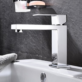 Contemporary Chrome Finish Brass One Hole Single Handle Sink Faucet