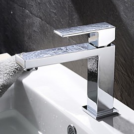 Contemporary Chrome Finish Brass One Hole Single Handle Sink Faucet