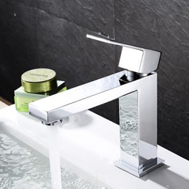 Contemporary Chrome Finish Brass One Hole Single Handle Sink Faucet