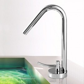 Contemporary Chrome Finish Brass One Hole Single Handle Sink Faucet