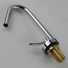 Contemporary Chrome Finish Brass One Hole Single Handle Sink Faucet