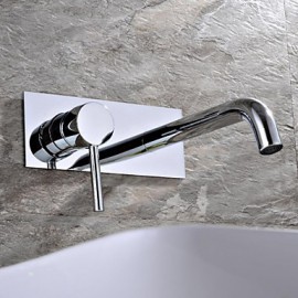 Contemporary Chrome Finish Brass Two Holes Single Handle Wall Mounted Bathroom Sink Faucet