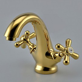 Antique Titanium Finish Brass One Hole Two Handles Sink Faucet