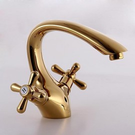 Antique Titanium Finish Brass One Hole Two Handles Sink Faucet