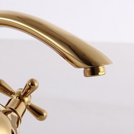 Antique Titanium Finish Brass One Hole Two Handles Sink Faucet