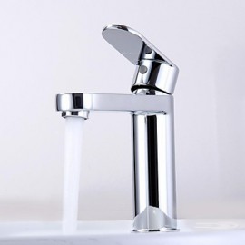 Contemporary Chrome Finish Brass One Hole Single Handle Sink Faucet