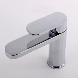 Contemporary Chrome Finish Brass One Hole Single Handle Sink Faucet