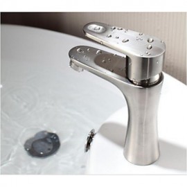 Lead-Free Contemporary Bathroom Lavatory Vanity Sink Faucet Brushed Stainless Steel