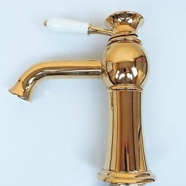 Luxury European Style Golden Shot One Hole One Ceramic Handle Bathroom Sink Faucet