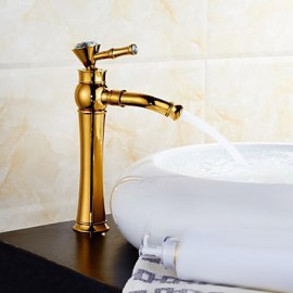 Luxury European Style Rose Gold & Golden Shot One Hole One Ceramic Handle Bathroom Sink Fauce