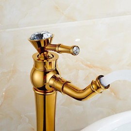 Luxury European Style Rose Gold & Golden Shot One Hole One Ceramic Handle Bathroom Sink Fauce