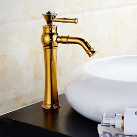 Luxury European Style Rose Gold & Golden Shot One Hole One Ceramic Handle Bathroom Sink Fauce