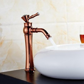 Luxury European Style Rose Gold & Golden Shot One Hole One Ceramic Handle Bathroom Sink Fauce