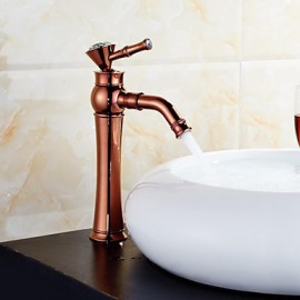 Luxury European Style Rose Gold & Golden Shot One Hole One Ceramic Handle Bathroom Sink Fauce