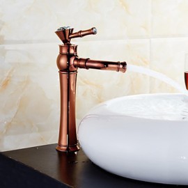 Luxury European Style Rose Gold & Golden Shot One Hole One Ceramic Handle Bathroom Sink Fauce